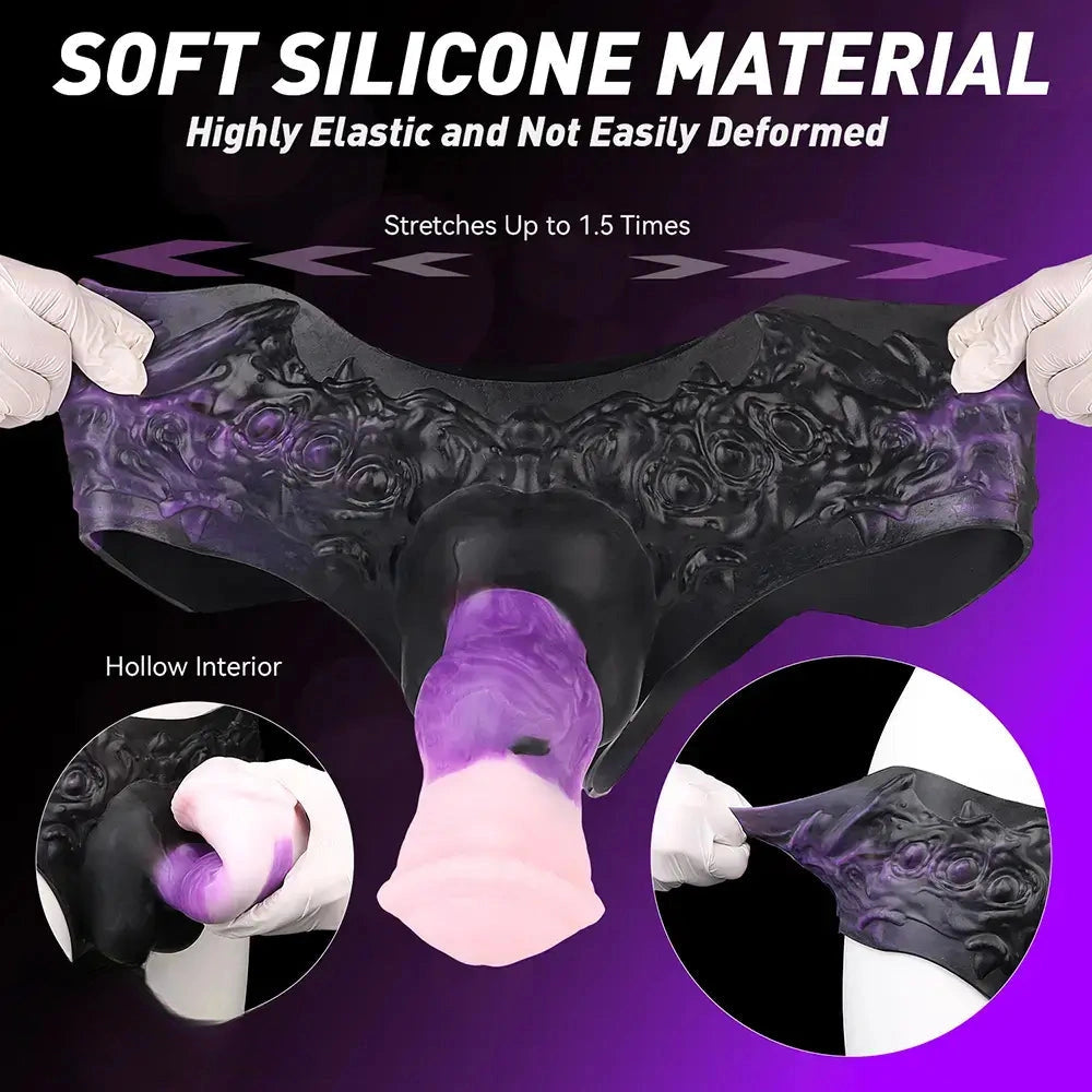 7.99in Silicone Strap on Wearable Hollow Dildo Panty Fantasy Soft Cock Toy