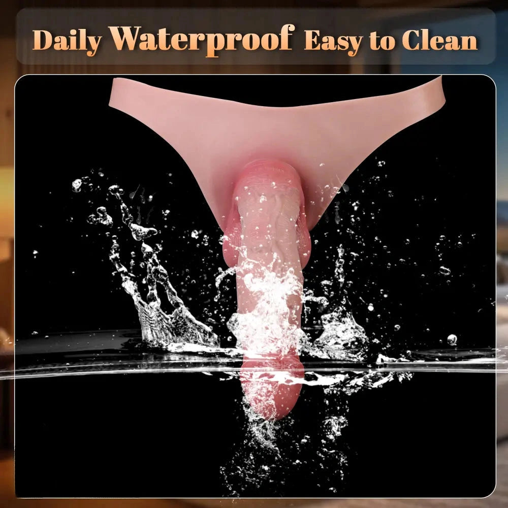 7.99in Wearable Silicone Lifelike Dildo Pants Real Skin Hollow Cock Sleeve