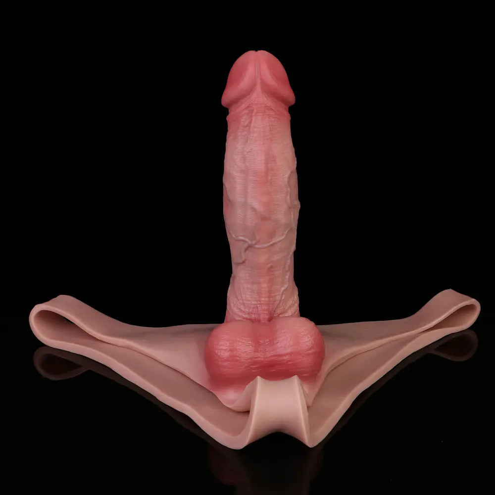 7.99in Wearable Silicone Lifelike Dildo Pants Real Skin Hollow Cock Sleeve