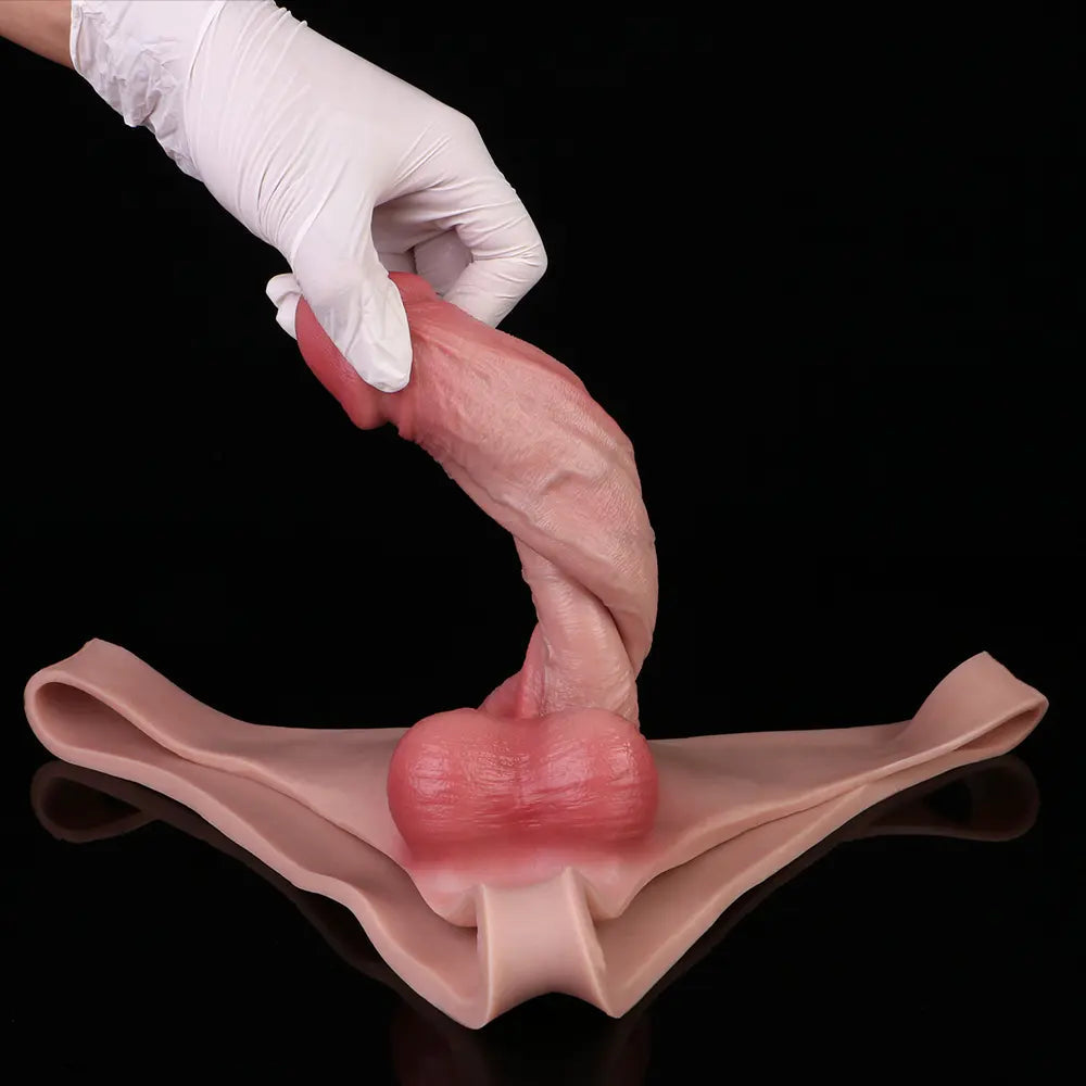7.99in Wearable Silicone Lifelike Dildo Pants Real Skin Hollow Cock Sleeve