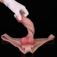 7.99in Wearable Silicone Lifelike Dildo Pants Real Skin Hollow Cock Sleeve