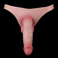 7.99in Wearable Silicone Lifelike Dildo Pants Real Skin Hollow Cock Sleeve