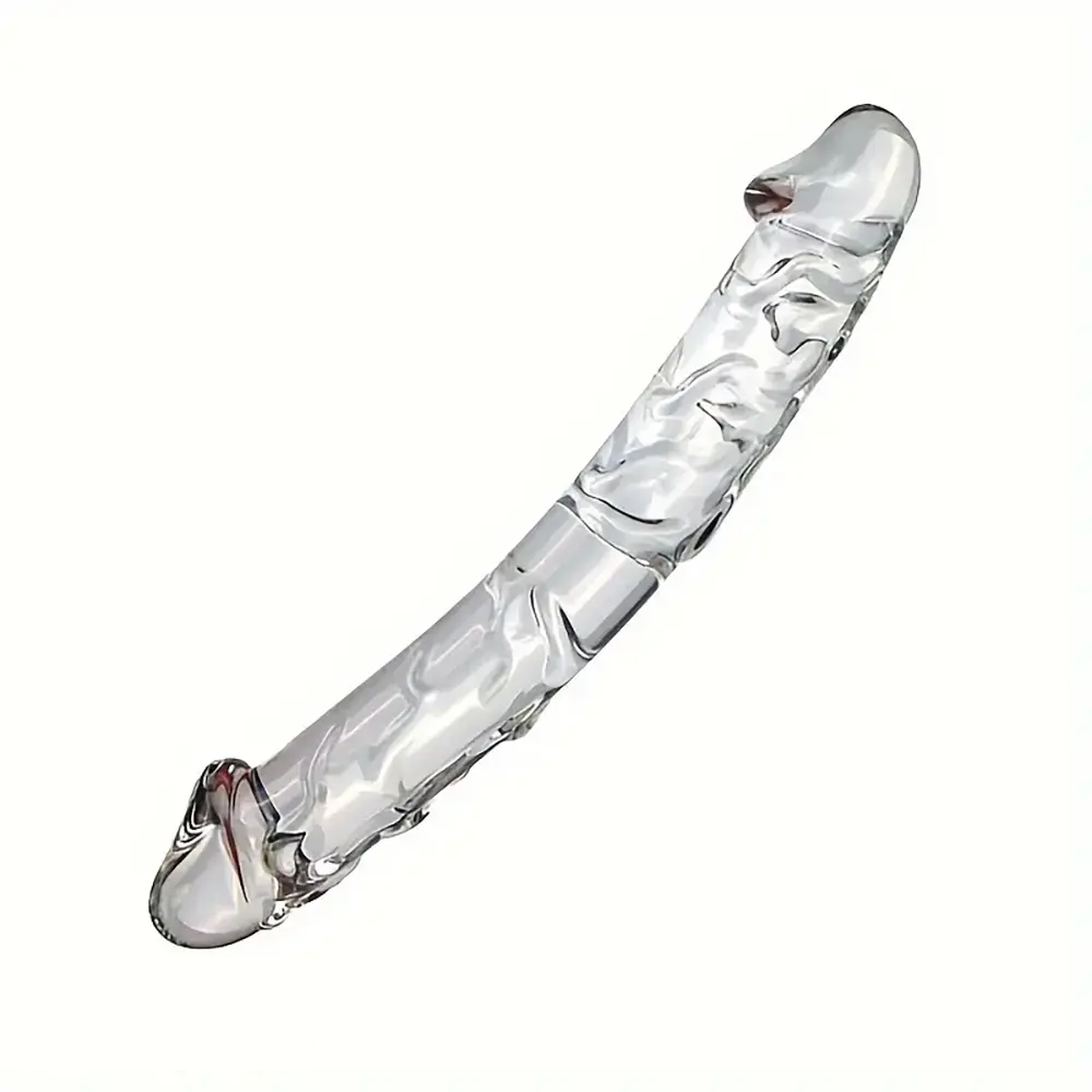 7.9in Clear Glass Double-Headed Penetration Dildo For G-spot Simulation