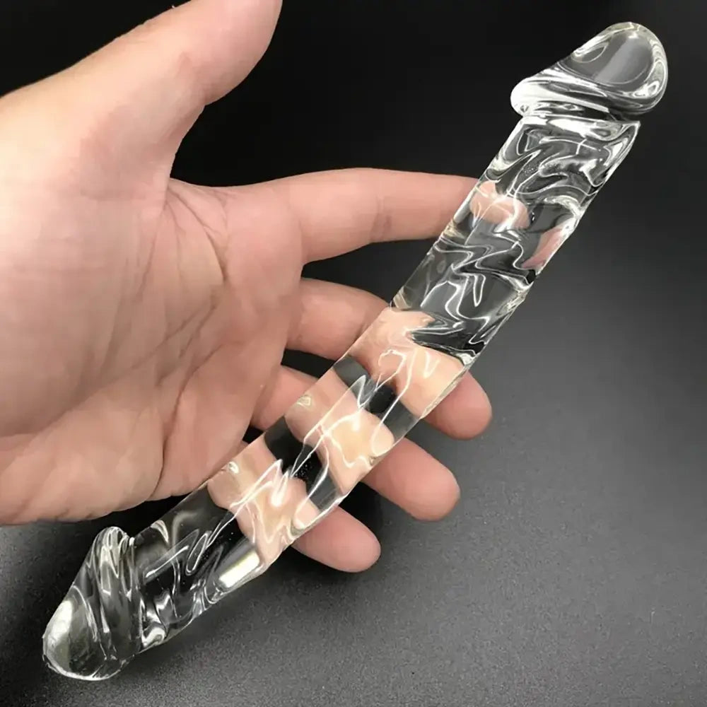 7.9in Clear Glass Double-Headed Penetration Dildo For G-spot Simulation