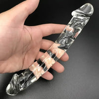 7.9in Clear Glass Double-Headed Penetration Dildo For G-spot Simulation