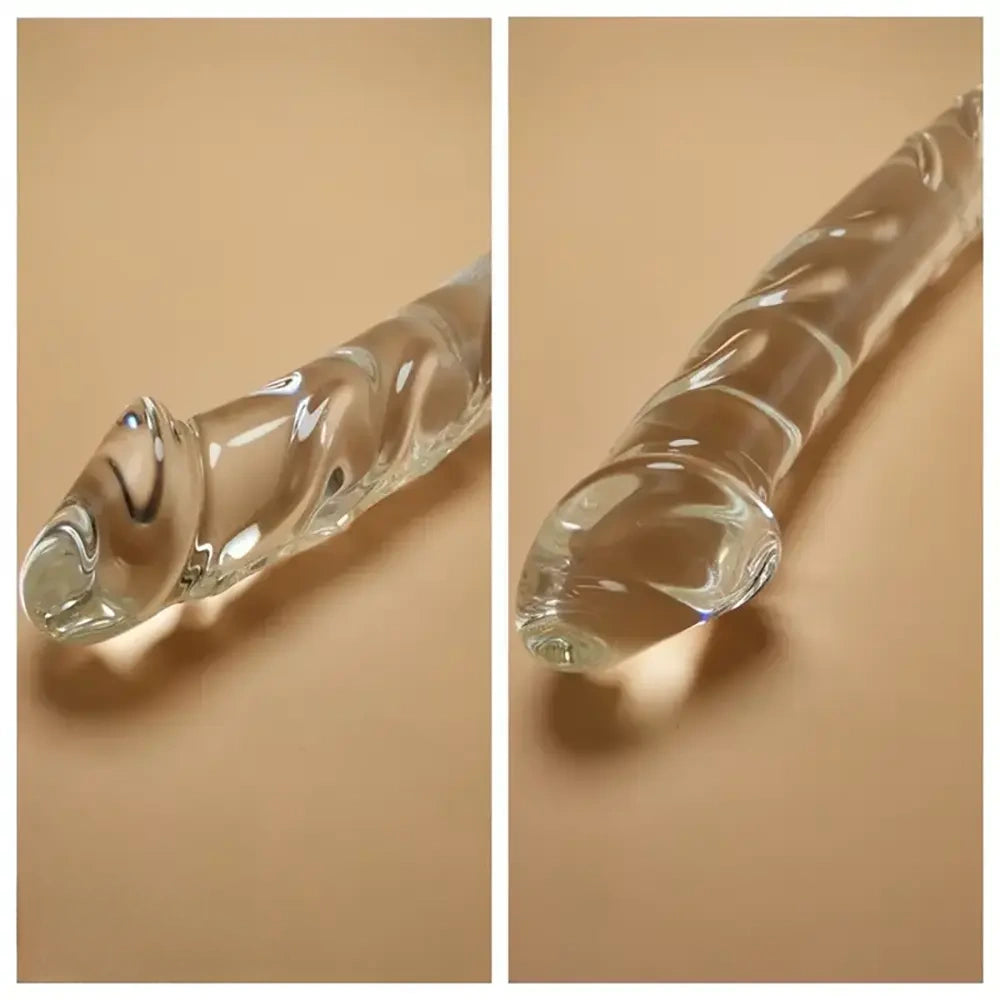 7.9in Clear Glass Double-Headed Penetration Dildo For G-spot Simulation
