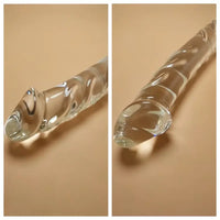 7.9in Clear Glass Double-Headed Penetration Dildo For G-spot Simulation