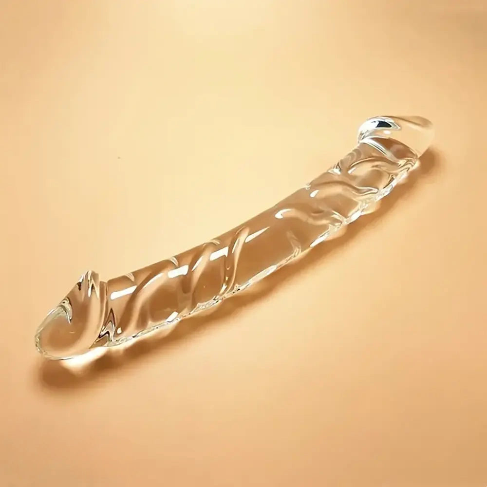 7.9in Clear Glass Double-Headed Penetration Dildo For G-spot Simulation