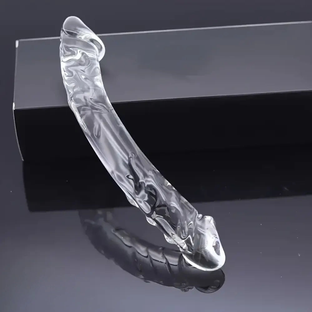7.9in Clear Glass Double-Headed Penetration Dildo For G-spot Simulation