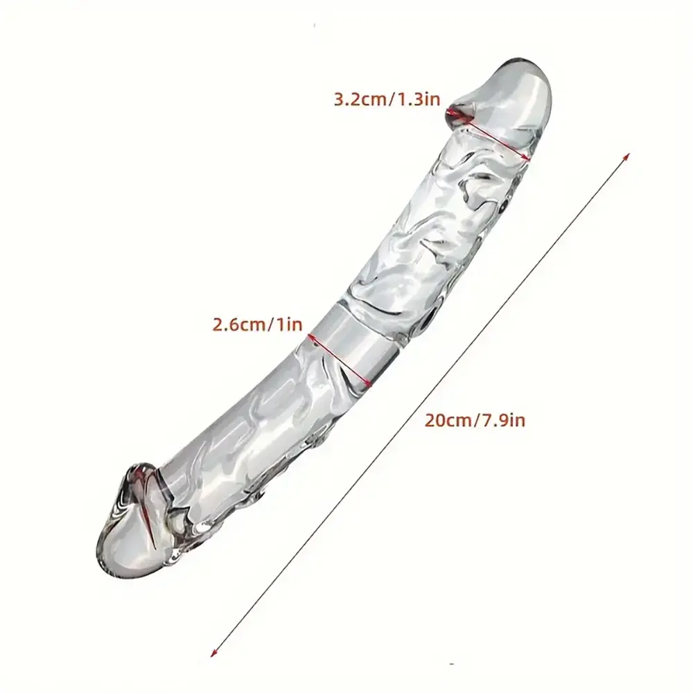 7.9in Clear Glass Double-Headed Penetration Dildo For G-spot Simulation