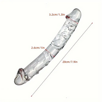7.9in Clear Glass Double-Headed Penetration Dildo For G-spot Simulation