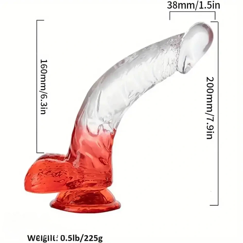 7.9in Curved Clear Lifelike G Spot Dildo For Couple Self-Pleasure Sex Toy