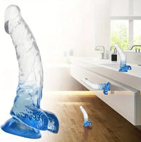 7.9in Curved Clear Lifelike G Spot Dildo For Couple Self-Pleasure Sex Toy
