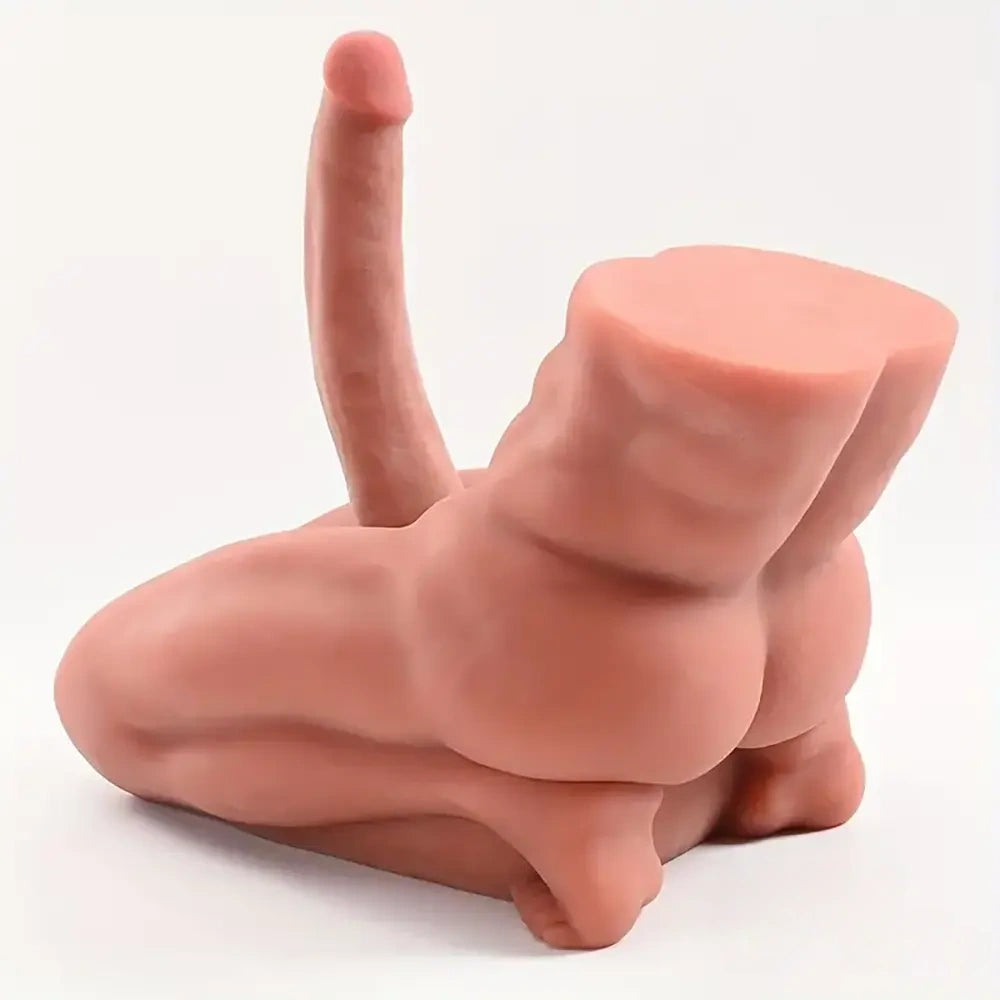 7.9in Premium Silicone Soft Dildo With 14.6lb Muscle Sex Doll Torso