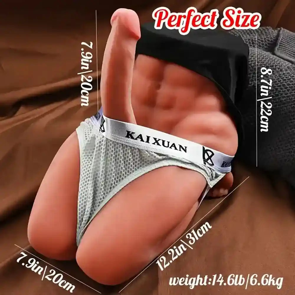 7.9in Premium Silicone Soft Dildo With 14.6lb Muscle Sex Doll Torso