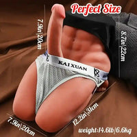 7.9in Premium Silicone Soft Dildo With 14.6lb Muscle Sex Doll Torso