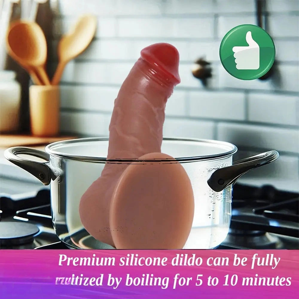 7.9in Silicone Lifelike Curved Dildo For Vaginal Clitoral Stimulation Cock Toy