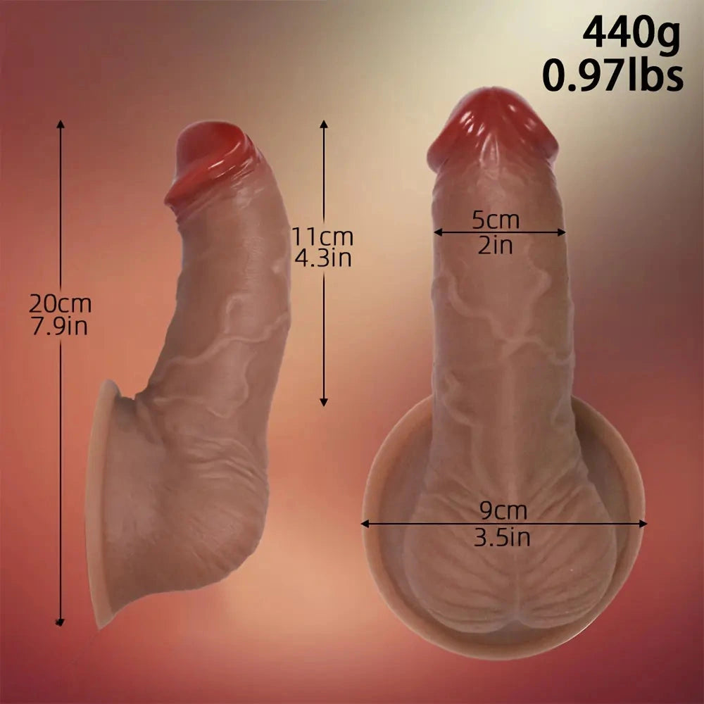 7.9in Silicone Lifelike Curved Dildo For Vaginal Clitoral Stimulation Cock Toy