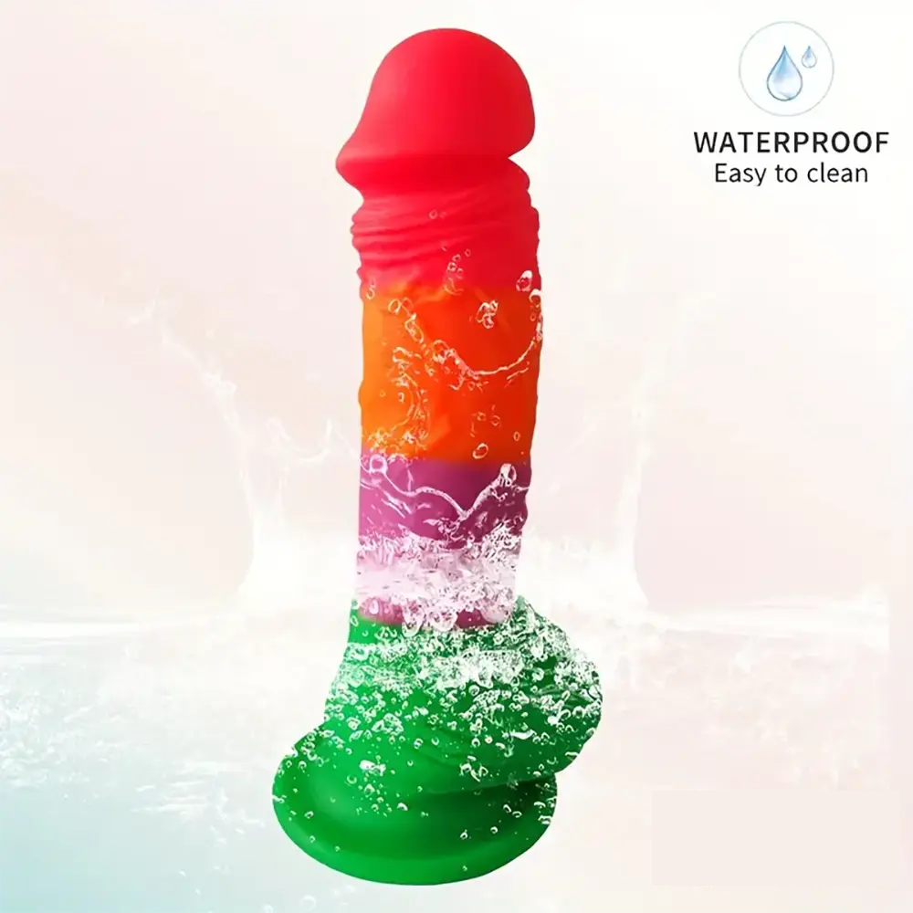 7.9in Silicone Rainbow Soft Dildo For Women Men Couple G-spot Vagina