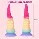 7.9in Tapered Tentacle Fantasy Octopus Suction Cup Liquid Silicone Dildo