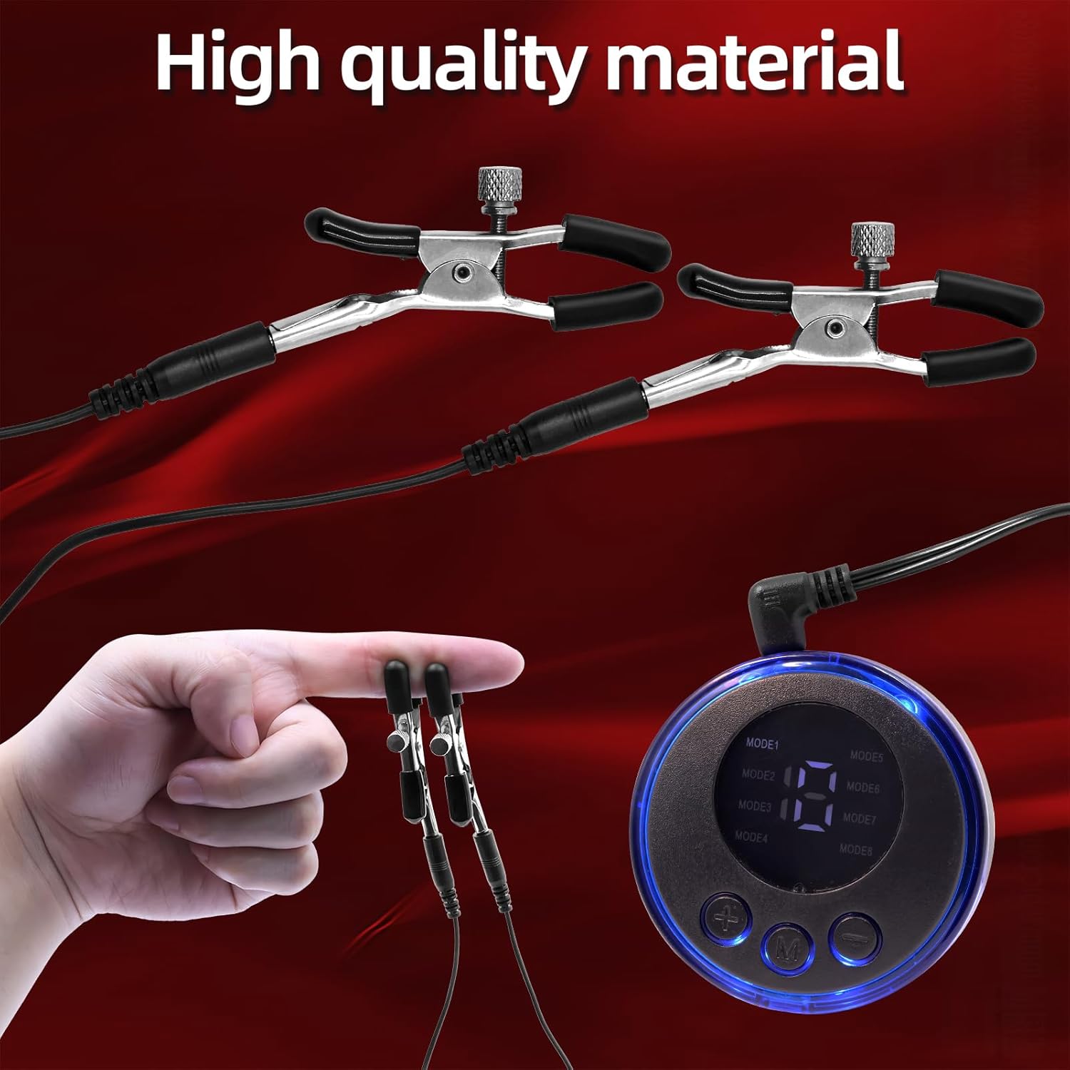 BDSM Electric Shock Nipple Clitoral Clip Chain
