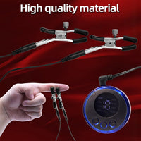 BDSM Electric Shock Nipple Clitoral Clip Chain