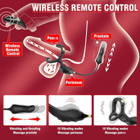 2 In 1 penis Ring thrusting anal Prostate Massager with Adjustable ring buckle
