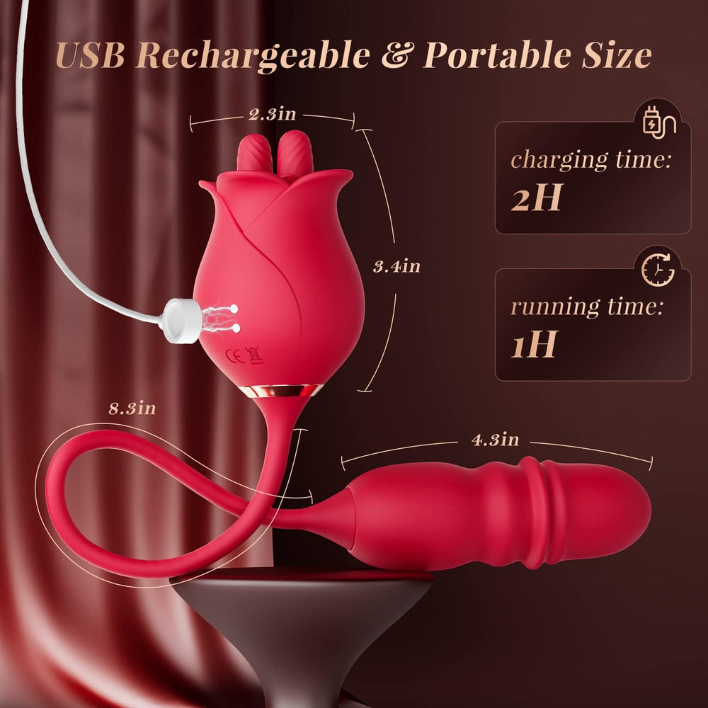 Rose Romeo Dual Tongue Rose Adult Toys Vibrators 10 Licking Thrust