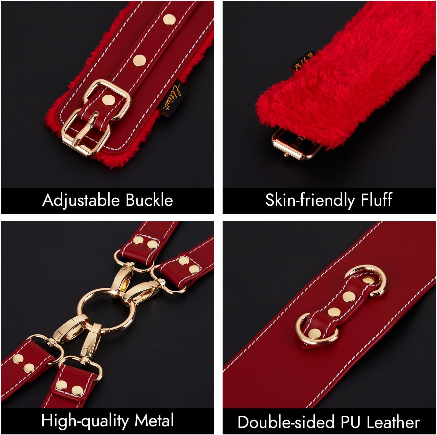 6PCS Sex Bondage BDSM Kit with Adjustable Cuffs Blindfold SM Games For Couple