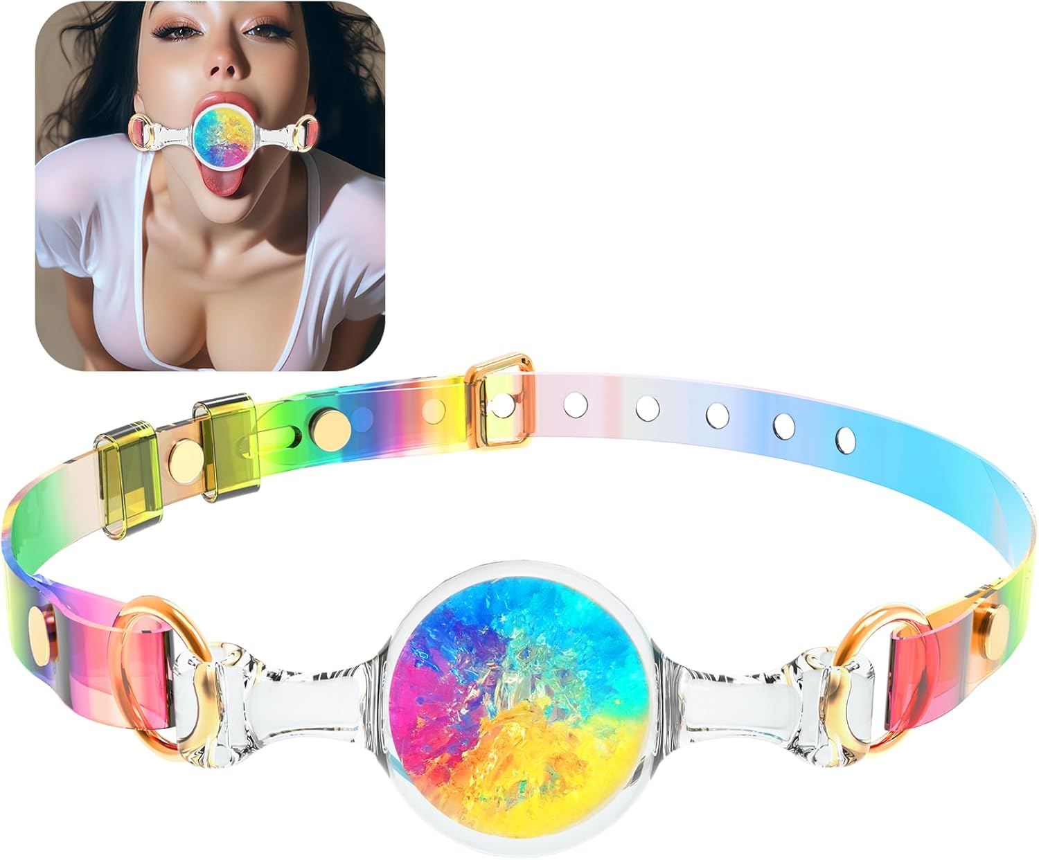 BDSM Ball Gag Silicone Breathable Sex Gag with Adjustable Colorful Strap