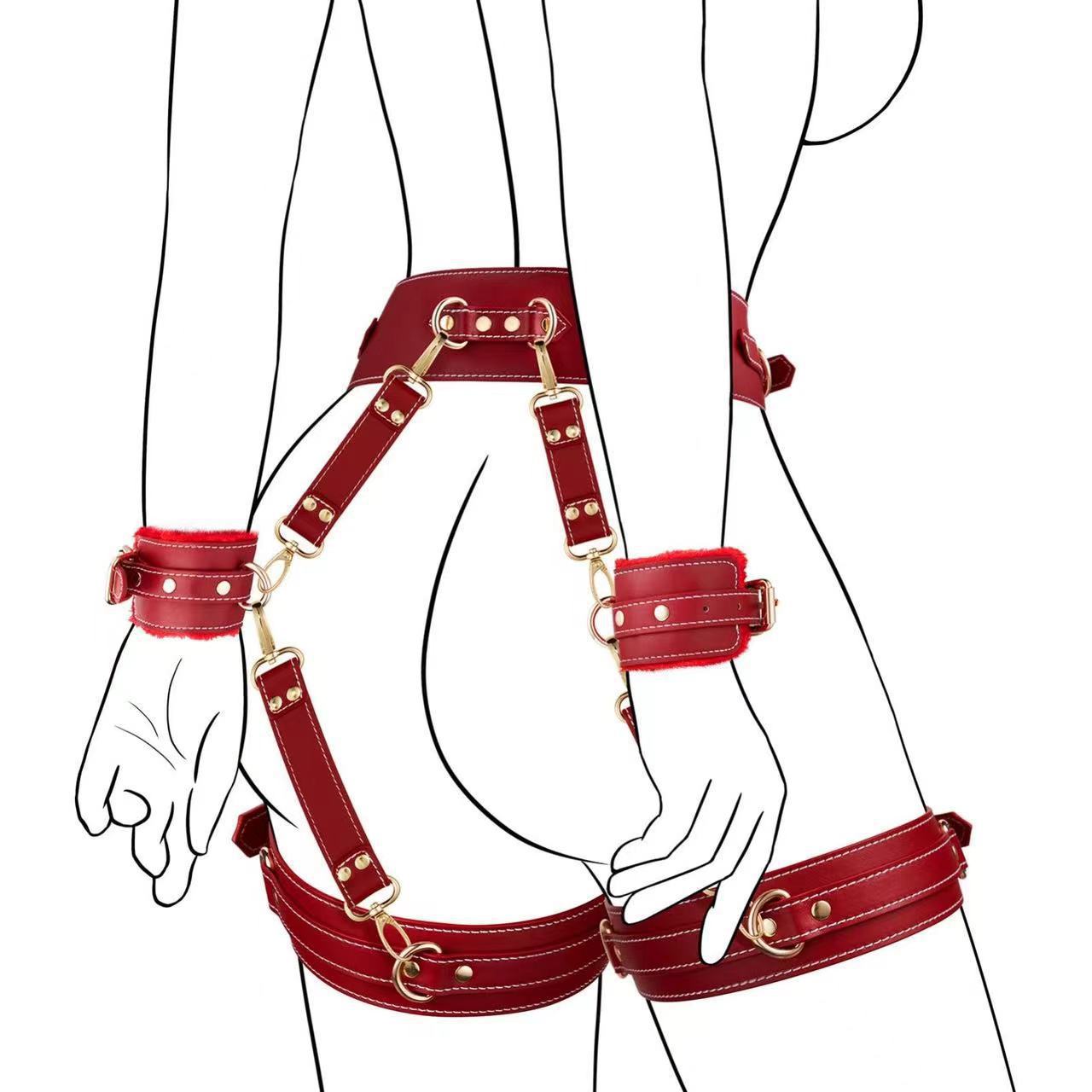 6PCS Sex Bondage BDSM Kit with Adjustable Cuffs Blindfold SM Games For Couple