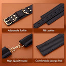 BDSM Kit PU Leather Handcuffs and Legcuffs Gold Chain Bondage DIY SM Sex Toys
