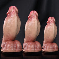 7in 8.6in 9.8in Protruding Cyan Veins Dildo With Winkkled Balls Thick Cock