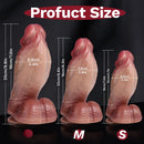 7in 8.6in 9.8in Protruding Cyan Veins Dildo With Winkkled Balls Thick Cock