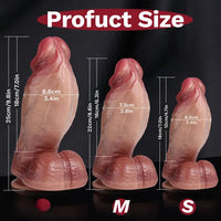 7in 8.6in 9.8in Protruding Cyan Veins Dildo With Winkkled Balls Thick Cock