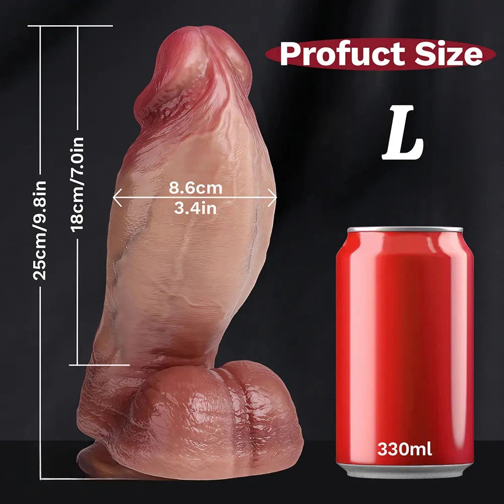 7in 8.6in 9.8in Protruding Cyan Veins Dildo With Winkkled Balls Thick Cock
