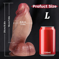 7in 8.6in 9.8in Protruding Cyan Veins Dildo With Winkkled Balls Thick Cock