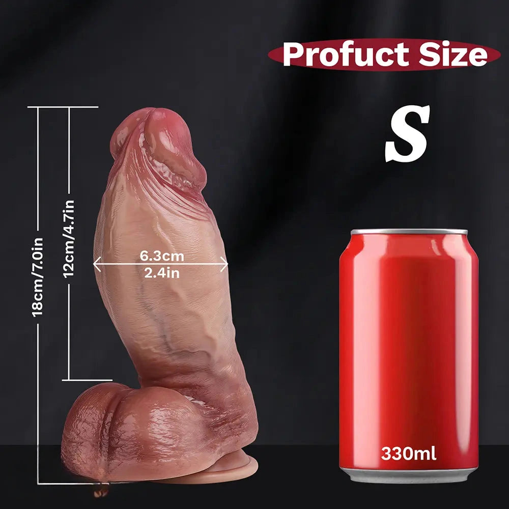 7in 8.6in 9.8in Protruding Cyan Veins Dildo With Winkkled Balls Thick Cock