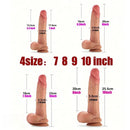7in 8in 9in 10in Super Real Skin Soft Silicone Big Dildo For Anus Clit