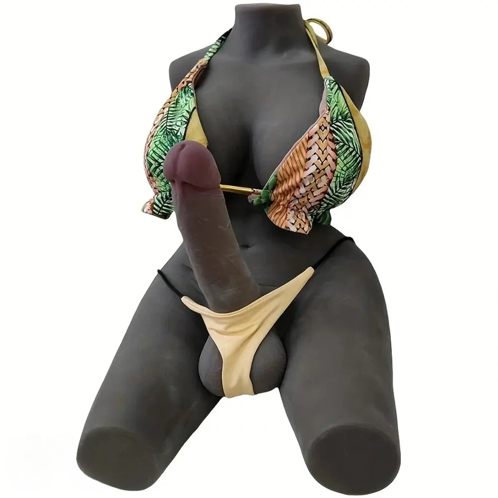 7in Ebony Dildo 22lb Realistic Shemale Sex Doll Torso Sex Toy Masturbator