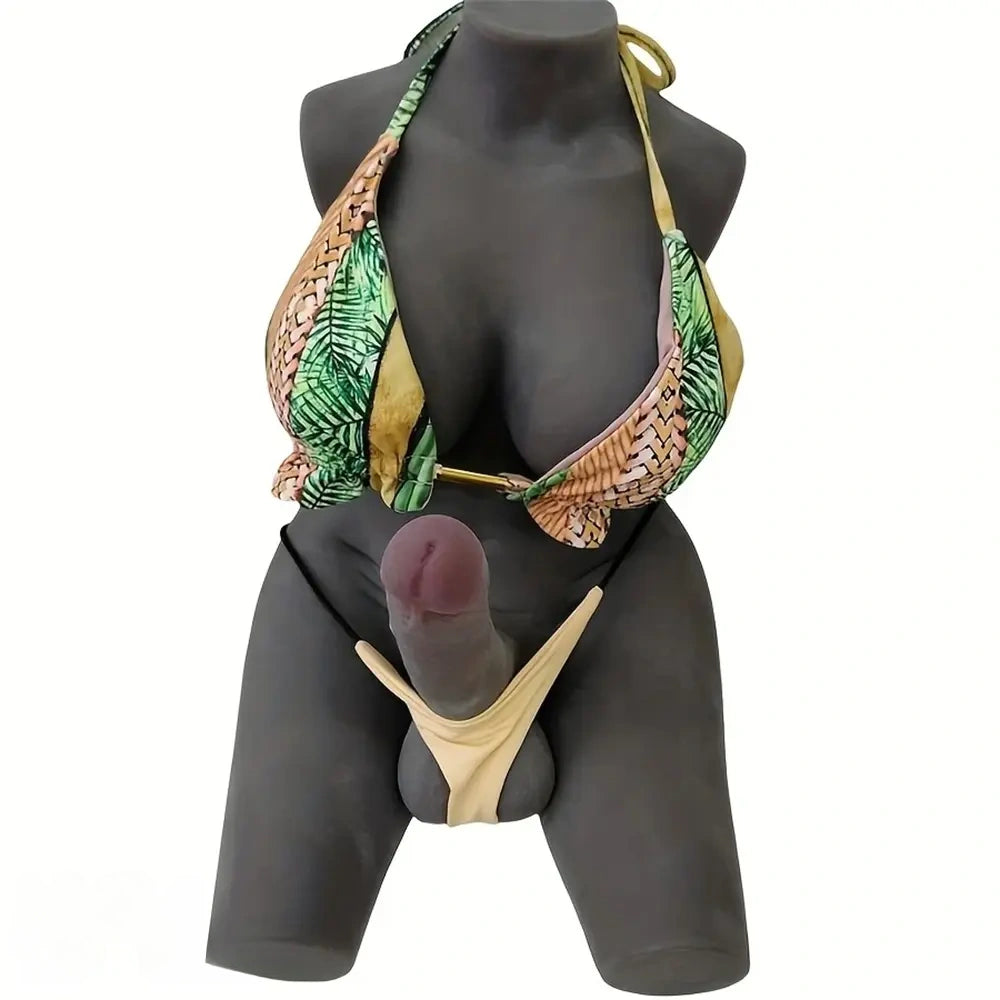 7in Ebony Dildo 22lb Realistic Shemale Sex Doll Torso Sex Toy Masturbator