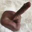 7in Realistic Silicone Dildo With Flat Base Ebony Sex Torso For Gay Men