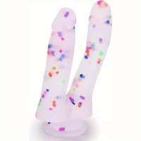 7in Soft Silicone Confetti Colorful Double Headed Dildo For Women Men