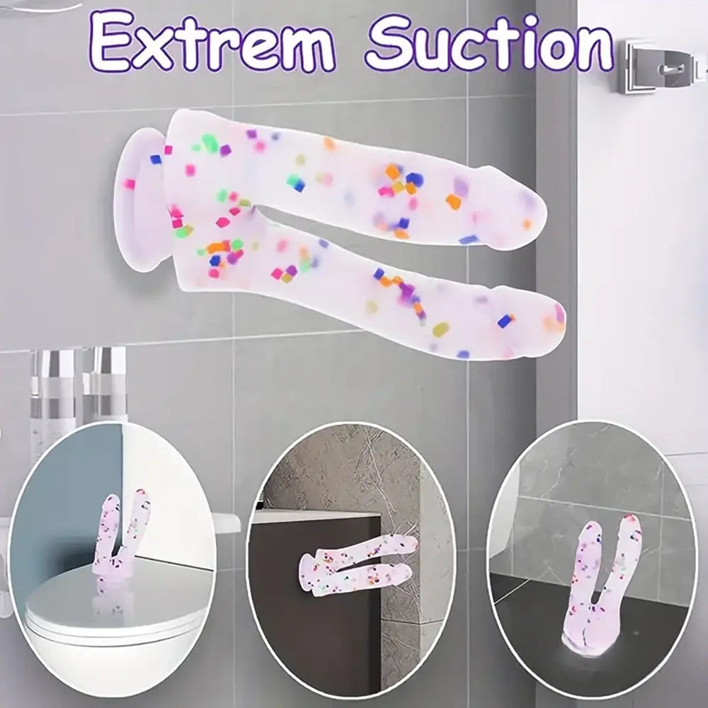 7in Soft Silicone Confetti Colorful Double Headed Dildo For Women Men