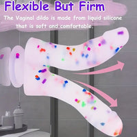 7in Soft Silicone Confetti Colorful Double Headed Dildo For Women Men