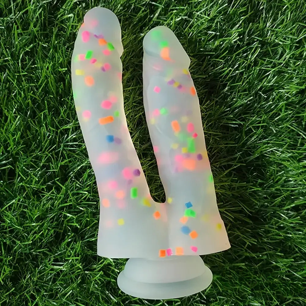7in Soft Silicone Confetti Colorful Double Headed Dildo For Women Men