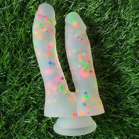 7in Soft Silicone Confetti Colorful Double Headed Dildo For Women Men