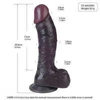 8.03in Dual Density Silicone Soft Real Dildo With Glans Veins & Testicles