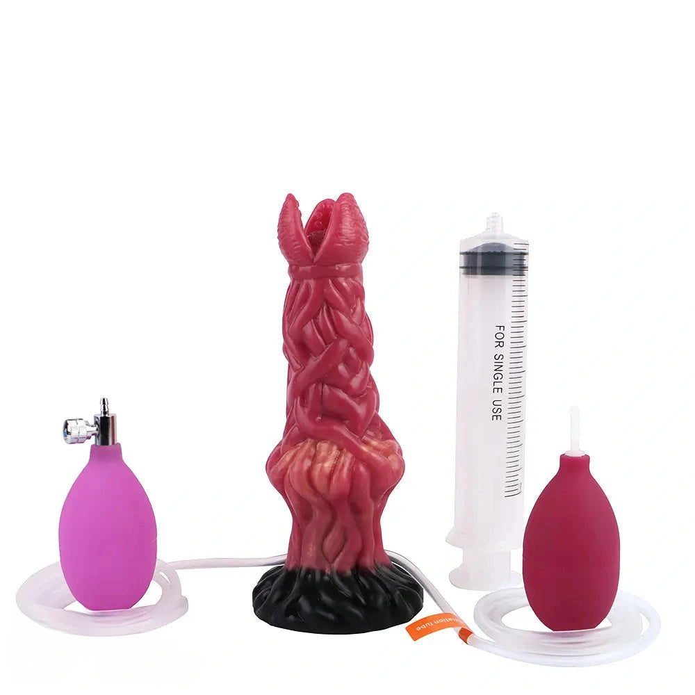 8.03in Ejaculating Inflatable Big Silicone Soft Fantasy Creature Dildo
