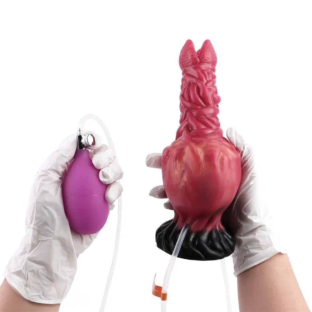 8.03in Ejaculating Inflatable Big Silicone Soft Fantasy Creature Dildo
